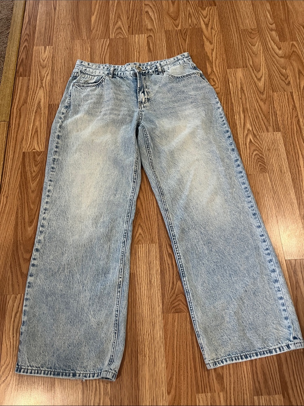 Light Blue Wide Leg Jeans for Women - Unbranded